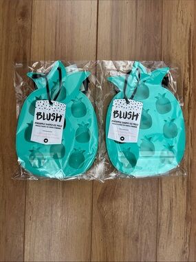 BLUSH 2 Pack Teal Pineapple-Shaped Silicone Ice Mold Set